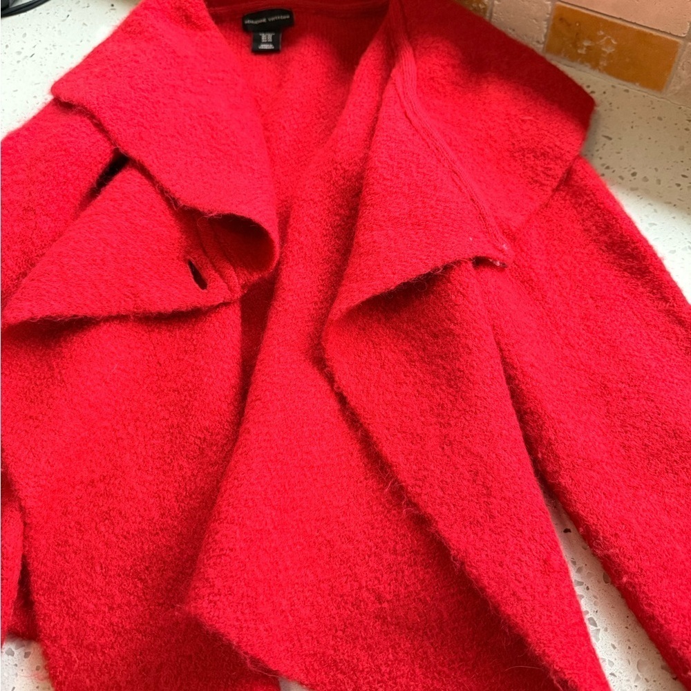 Adrienne Vittadini Vibrant Red Cowl Neck Sweater jacket XS - Picture 7 of 8